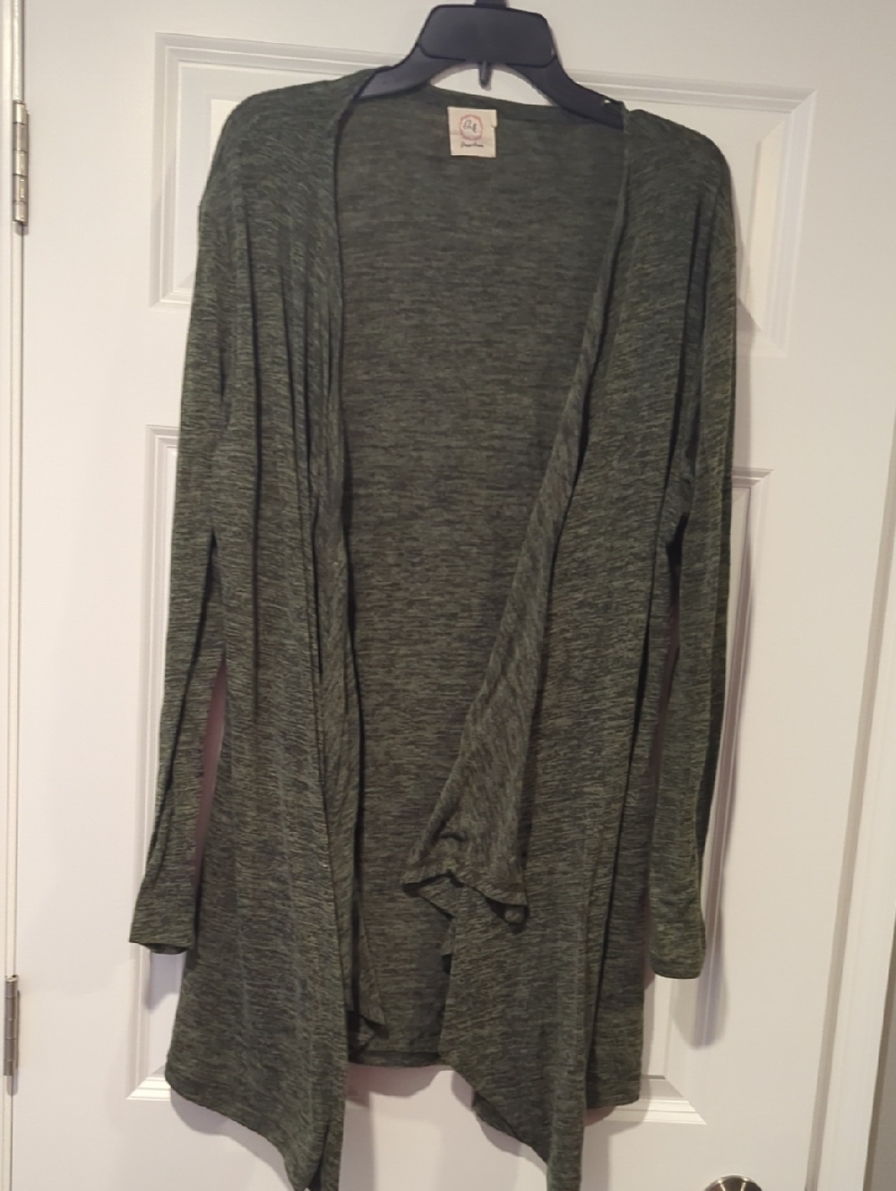 Lightweight Open-Front Cardigan Sweater in Olive Green